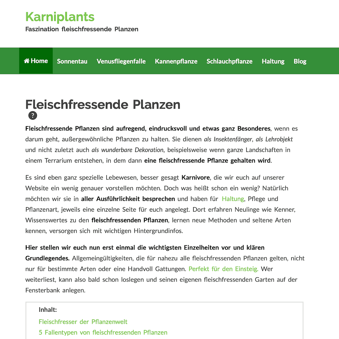 Texte kaufen Karniplants